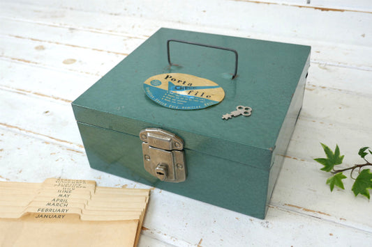 PORTA FILE 鍵付き US グリーン ヴィンテージ ファイルケース 書類ケース メタルケース