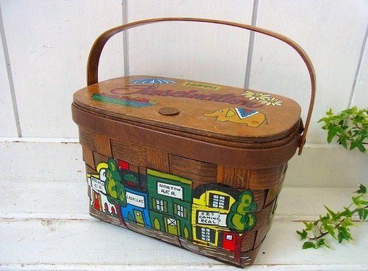 【Caro-Nan】1977年・木製アンティーク・カロナンバスケット/カゴバッグ/ハンドバッグ