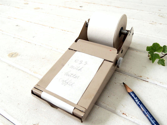 【アイボリー色】工業系・メタル製・ロール式・ヴィンテージ・メモホルダー・USA