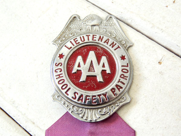 AAA・トリプルエー・モーター系・1940~50's・ヴィンテージ・バッジ・リボン付き・USA