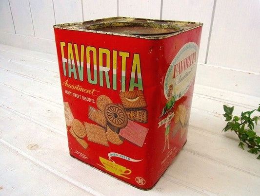 【FAVORITA】カラフルなアンティーク・ビスケット缶/ティン缶 USA