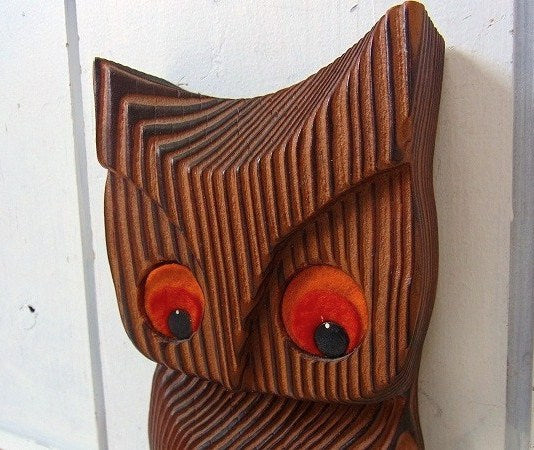木製のフクロウ・ヴィンテージ・壁飾り/ウォールデコ USA