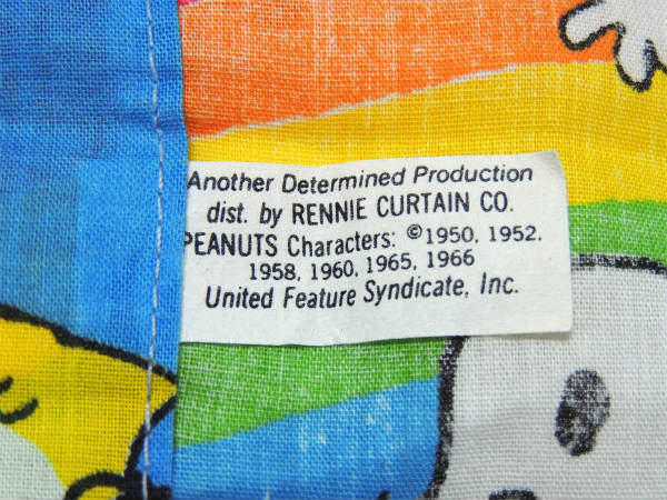 【スヌーピー】ピーナッツの仲間・レインボー柄・60'sヴィンテージ・カーテン/生地 USA