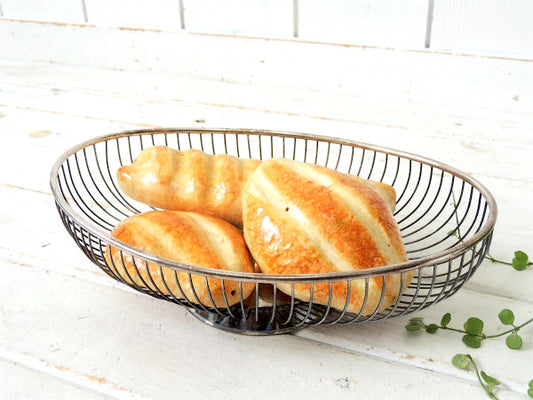 イタリア製・シルバープレート・オーバル型・ヴィンテージ・ワイヤーバスケット/ブレッドバスケット