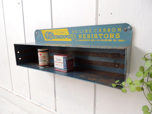 【G-C/アドバタイジング】陳列用・メタル製・ヴィンテージ・ディスプレイ・シェルフ/壁掛け式/飾り棚