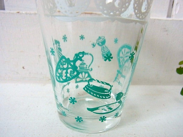 風見鶏&フルーツ柄・ヴィンテージ・グラス/タンブラー USA