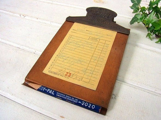 メタル製・小さなアドバタイジング・アンティーク・バインダー/クリップボード USA