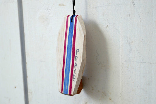 PEACE 松田大児作 アイボリー×赤×ブルー 木製 ミニサーフボード オブジェ アート