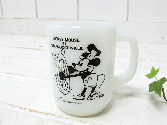 【FireKing】ミッキーマウス・蒸気船ウィリー・マグカップ/PEPSIコレクターシリーズ