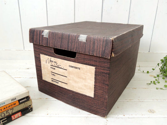 THARCO CONTAINERS ウッド柄・ダンボール製・ビンテージ・書類ケース・収納ボックス