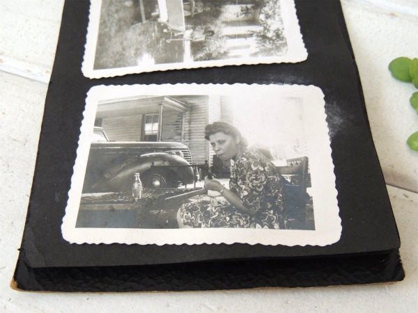 古い モノクロ 写真 22枚付き 人物・クラシックカー アンティーク・フォトアルバム　フィルムカメラ