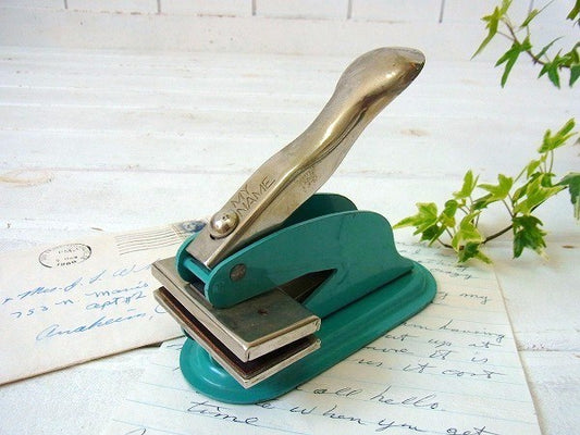 【MY NAME】ターコイズブルー・ヴィンテージ・カンパニーシール/エンボッサー USA