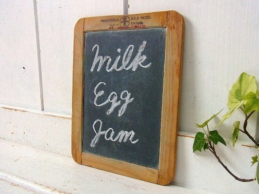 ポルトガル製・両面タイプの小さなヴィンテージ・黒板/ブラックボード/チョークボード