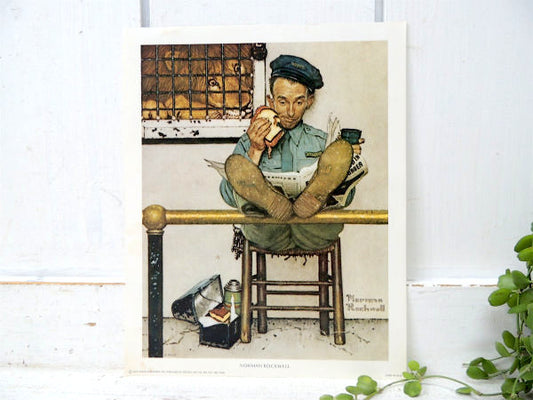 ノーマンロックウェル ライオン&看守 1972s ヴィンテージ ポスター 壁飾り 印刷物