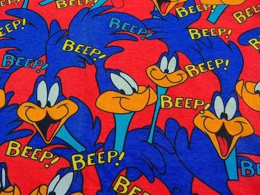 【ロードランナー】カラフルな総柄プリント・ヴィンテージ・ベッドカバー/シーツ USA