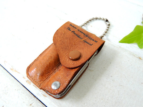 パンナム 航空機 飛行機 ファーストクラス・ヴィンテージ・レザーケース・ボールチェーン・ナイフ&栓抜き