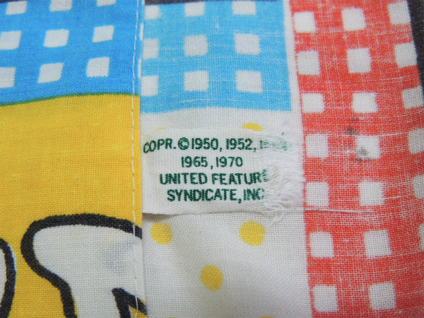 【スマイル・スヌーピー】ピーナッツの仲間・パネル柄・70'ヴィンテージ・USEDピロケース/枕カバー