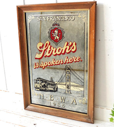 Stroh's ストローズ パブミラー・ビールサイン・アドバタイジング・看板・ヴィンテージ USA