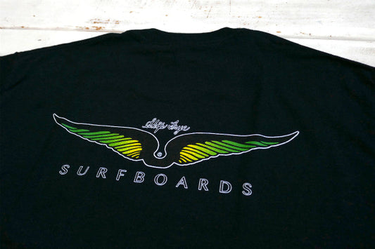 Skip Frye・スキップフライ・Frye Wings・ブラック×グリーン・ポケットTシャツ(M)