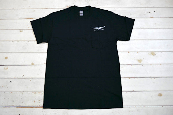 Skip Frye・スキップフライ・Frye Wings・ブラック×グリーン・ポケットTシャツ(M)