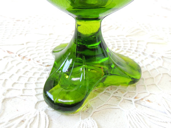 【グリーンアンバー・ガラス】ミッドセンチュリー・レトロモダン・ヴィンテージ・フラワーベース・花瓶