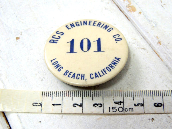 【101・RCS・カリフォルニア】ロングビーチ・ビンテージ・ナンバー・缶バッジ・アドバタイジング