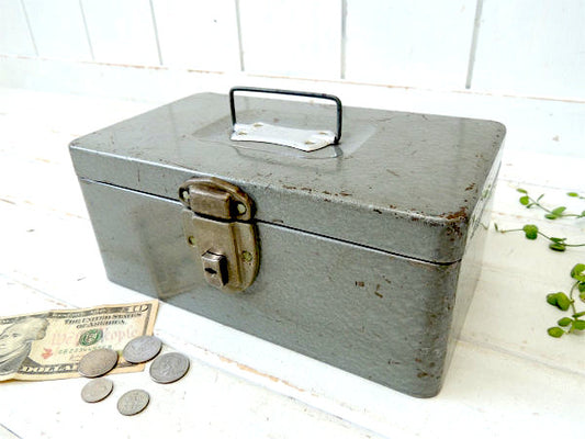 【SWACO・グレー】工業系・持ち手ハンドル付き・ヴィンテージ・キャッシュボックス・ケース