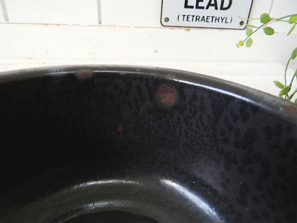 ブラック×グレー・ホーロー製・ハンドル付き・ヴィンテージ・ボウル・ワンハンドルボウル・琺瑯 USA