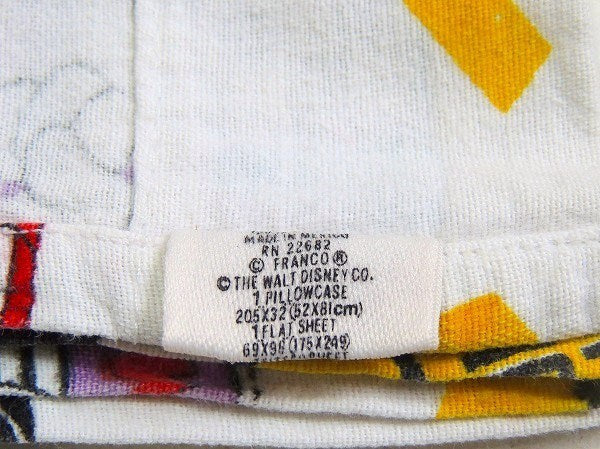 【ミッキーマウス】スポーツカー×チェッカーフラッグ柄・ヴィンテージ・ユーズドシーツ(1/2)