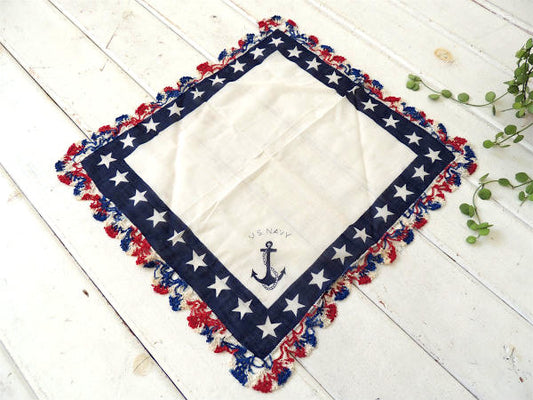 【US.NAVY】アメリカ海軍・ヴィンテージ・スカーフ(ハンカチーフ)・ミリタリー