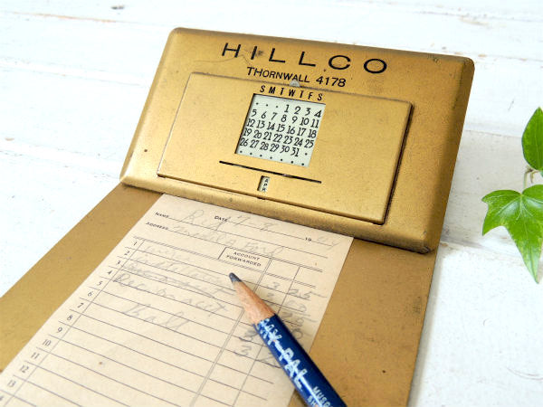 【HILCO】カレンダー付き・メタル製・アンティーク・クリップボード・アドバタイジング・企業物