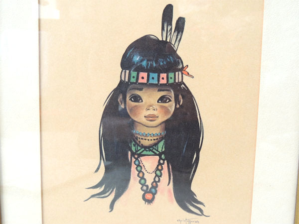 【Chris Toffersey】インディアンの少女・ヴィンテージ・壁飾り/絵/アートフレーム
