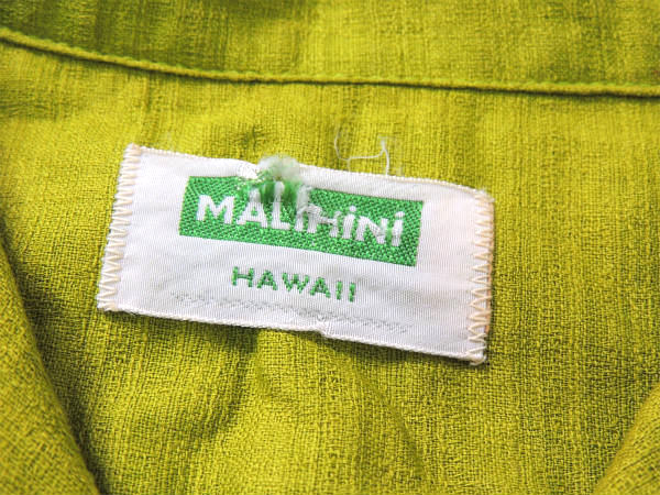 【マリヒニ・ハワイ】オリエンタル柄・グリーンカラー・ヴィンテージ・アロハシャツ・古着