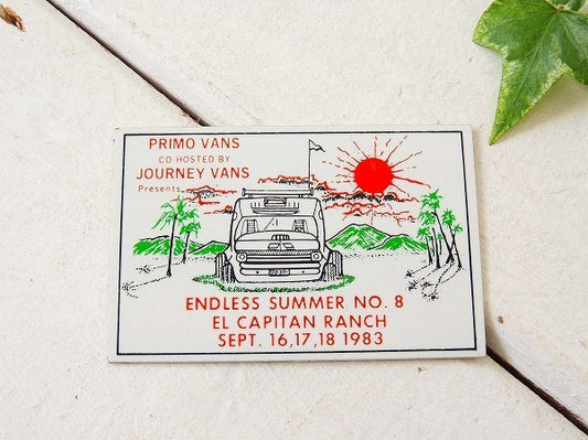 1983 エンドレスサマー バニング・ビンテージ・ダッシュボード ステッカー・バンライフ・USA 車中泊