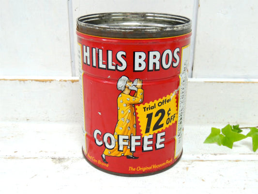 【HILLS BROS/12¢OFF】ヒルスコーヒー・ブリキ製・ヴィンテージ・コーヒー缶/ティン缶
