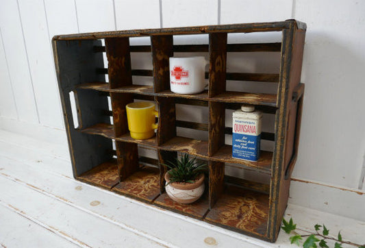 OLD アーリーアメリカン 12個 インデックス付 アンティーク 木箱 ウッドボックス 飾り棚 US