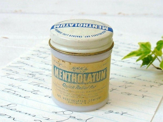 【メンソレータム】ヴィンテージ・ミルクガラスジャー/薬瓶/ガラス容器 USA