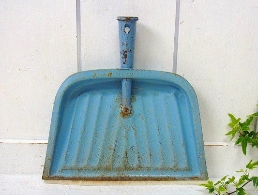 【J.V.REED】水色のティン製・アンティーク・ダストパン/ちりとり/チリトリ USA