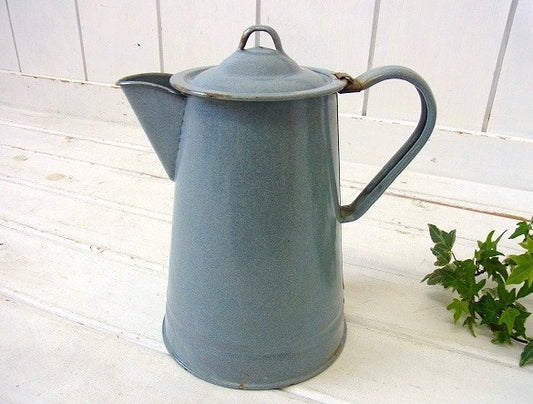 グレー色・ホーロー製・アンティーク・ポット/ケトル/コーヒーポット USA