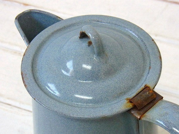 グレー色・ホーロー製・アンティーク・ポット/ケトル/コーヒーポット USA