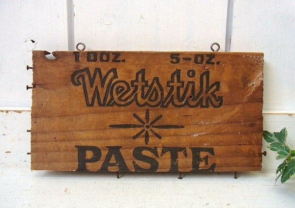 【Wetstik】看板/ヴィンテージ・ウッドプレート/木製サイン/USA