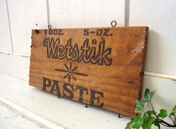 【Wetstik】看板/ヴィンテージ・ウッドプレート/木製サイン/USA