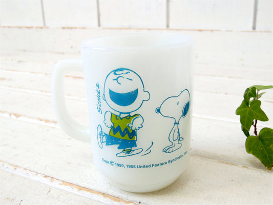 【Fire King】ファイヤーキング・スヌーピー&チャーリーブラウン・マグカップ/SNOOPY