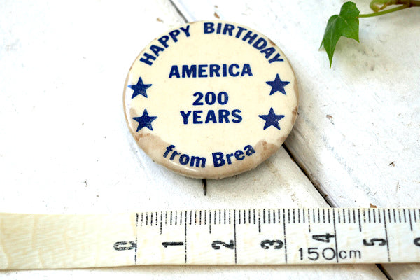 HAPPY BIRTHDAY アメリカ建国200周年 記念 ビンテージ・缶バッジ・USA ヴィンテージアクセサリー