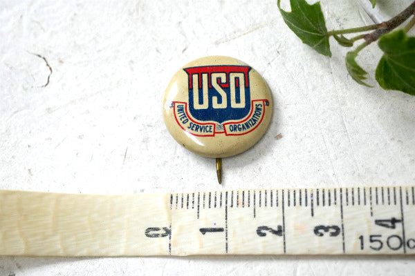 USO 1941's・米国軍隊・ヴィンテージ・ミリタリー・USA・缶バッジ・第二次世界大戦 小物