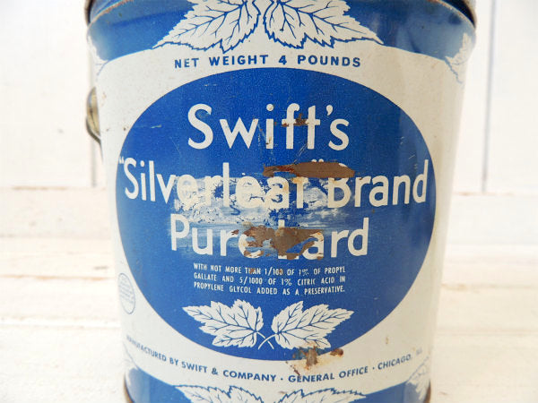 【SWIFT】SILVERLEAF・ハンドル付き・ヴィンテージ・ラード缶/ブリキ缶 USA