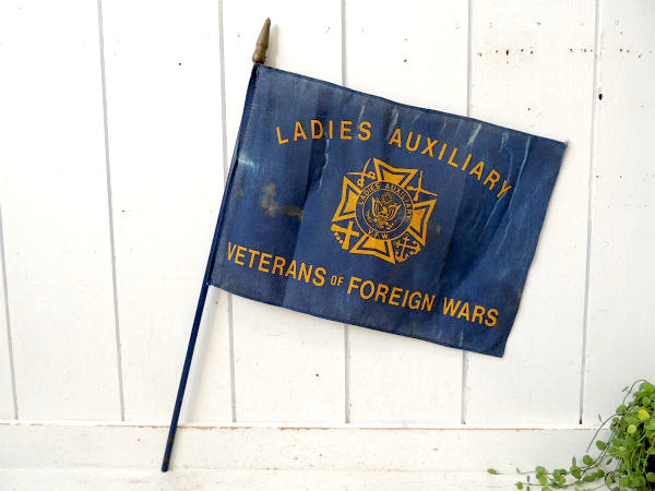 【V.F.W.】LADIES AUXILIARY・アメリカン・フラッグ・旗・ポール付き・ミリタリー