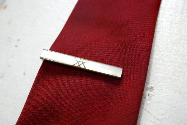 AUSTRIA ゴールドトーン×ホワイト 幾何学 オーストリア ヴィンテージ タイピン アクセサリー