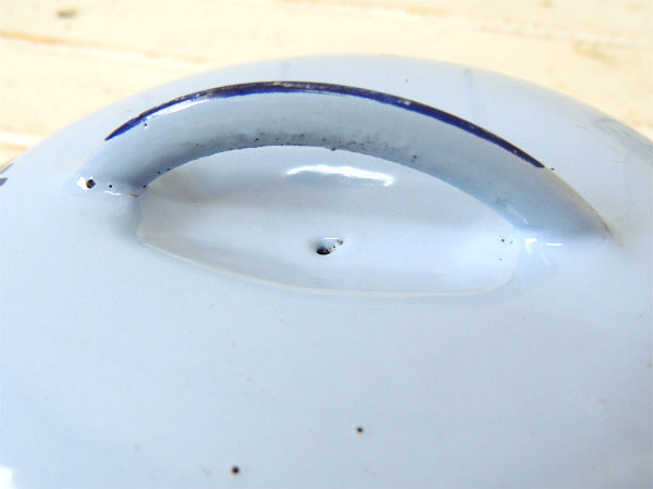 【DRU HOLLAND】オランダ製・ブルーカラー・花柄・キャストアイアン・ヴィンテージ・両手鍋・鍋