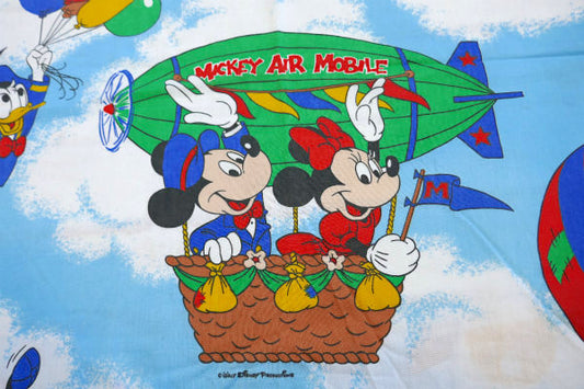 ミッキー&フレンズー ディズニー カラフル 飛行船 ヴィンテージ ユーズドシーツ(ボックスタイプ)